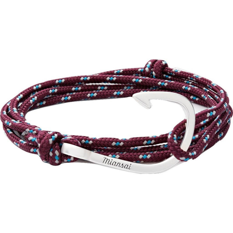 Miansai Silver Plated Hook on Rope Bracelet | Burgundy-100-0001-005