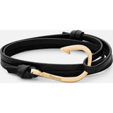Miansai Gold Plated Hook on Bracelet | Black Leather- 100-0004