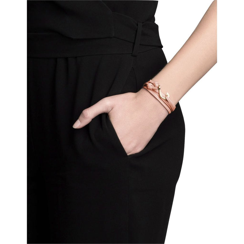 Miansai Gold Plated Mini Hook on Bracelet | Salmon Thin Leather