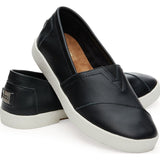 TOMS Women's Avalon Slip Ons | Black Leather Size:10, Width:B