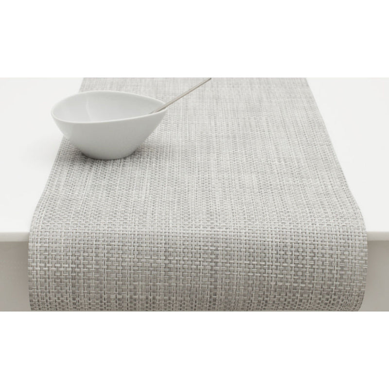 Chilewich Basketweave Table Runner | White/Silver - 100108-042