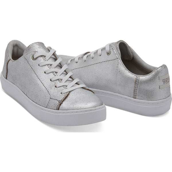 TOMS Women's Metallic Leather Lenox Sneakers | Silver - 10010839 -6.5