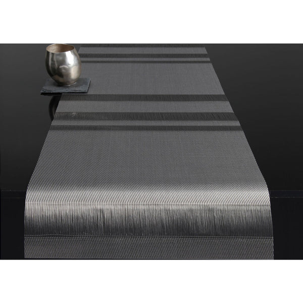 Chilewich Tuxedo Stripe Table Runn 14x76 | Silver - 100138-004