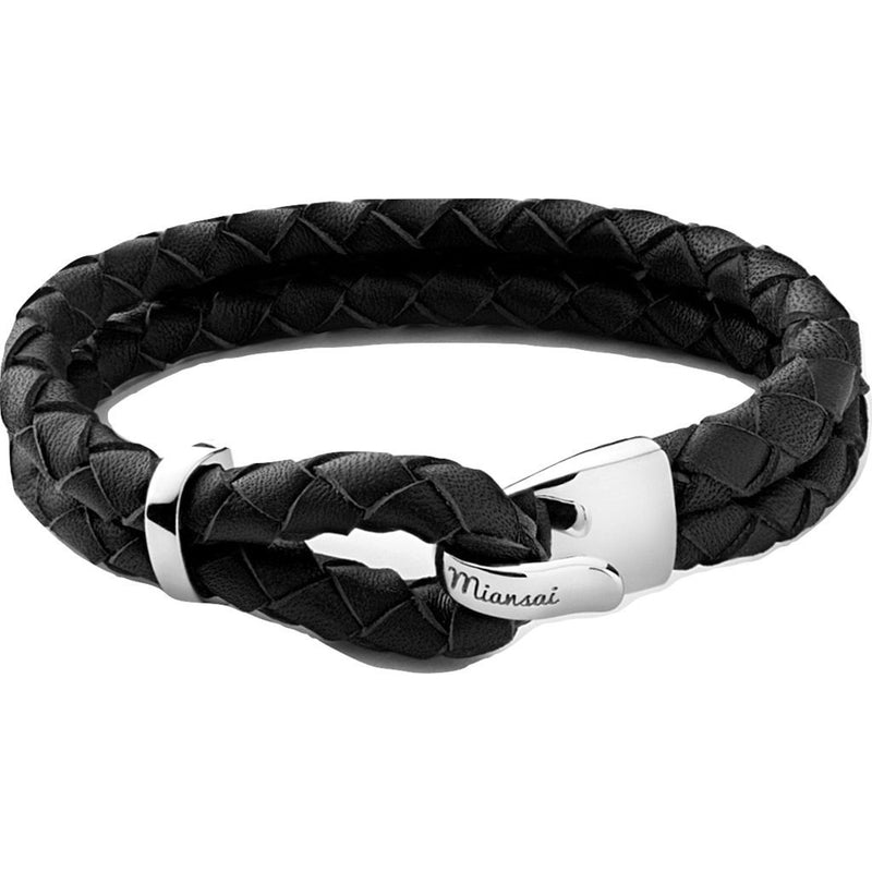 Miansai Beacon Black Leather Bracelet | Sterling Silver 101-0003