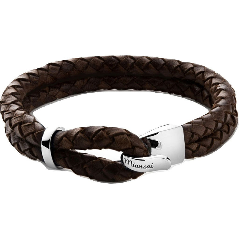 Miansai Beacon Brown Leather Bracelet | Sterling Silver 101-0003