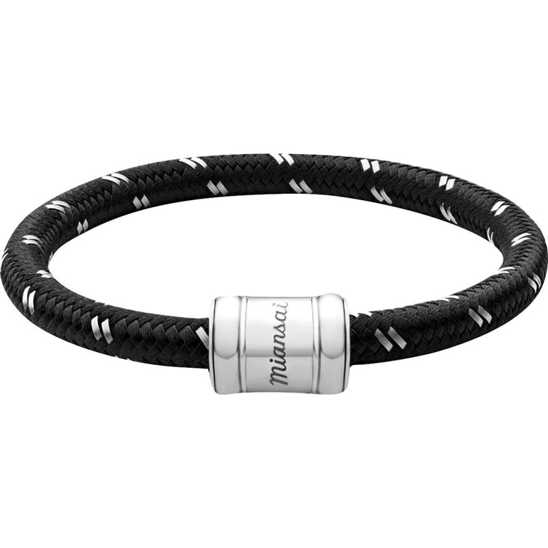 Miansai Single Rope Casing Bracelet | Polished Stainless Steel/Black
