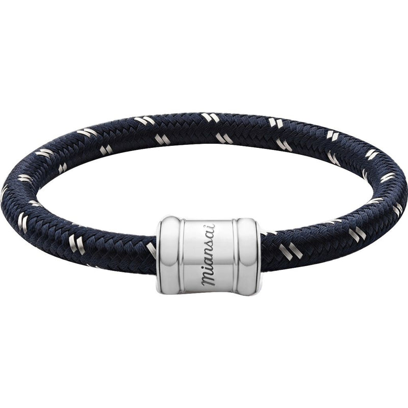 Miansai Single Rope Casing Bracelet | Polished Stainless Steel/Navy