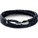 Miansai Trice Navy Blue Leather Bracelet W/ Sleeve | Sterling Silver 101-0162