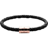 Miansai Rose Gold Plated Mini Single Casing Bracelet | Black Leather