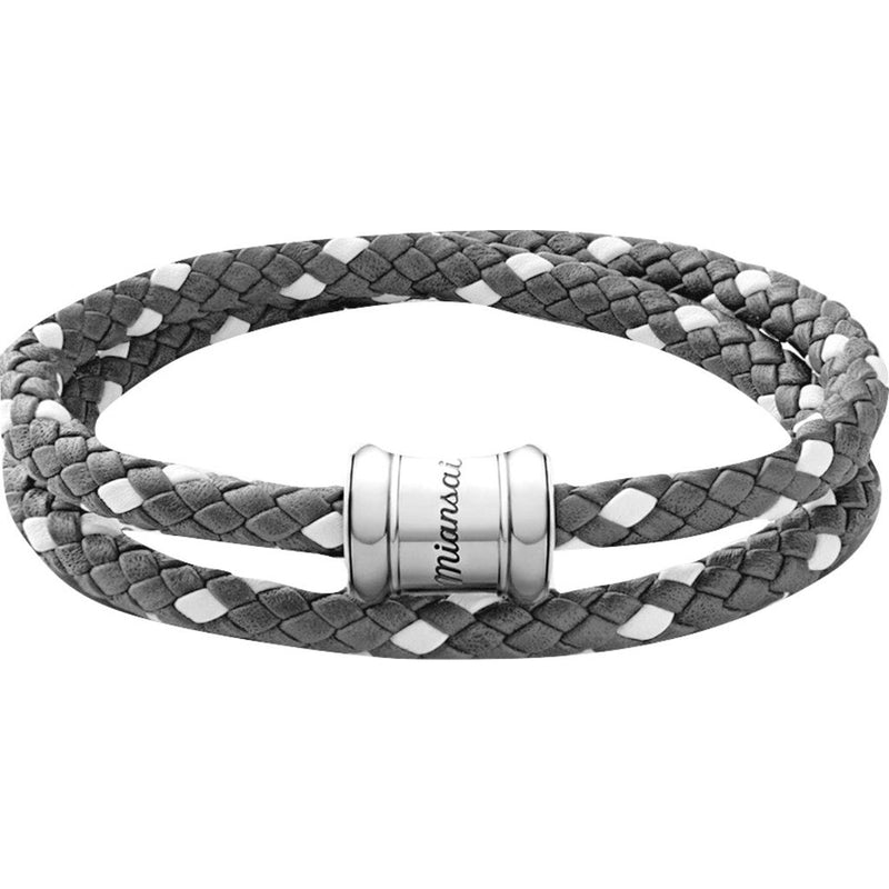 Miansai Two-Tone Leather Casing Bracelet | Gray/White