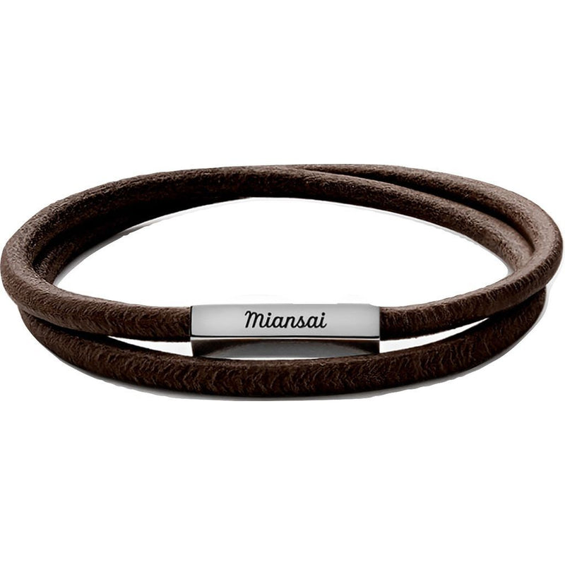Miansai Bare Wrap Cafecito Leather Bracelet | Stainless Steel 101-0187