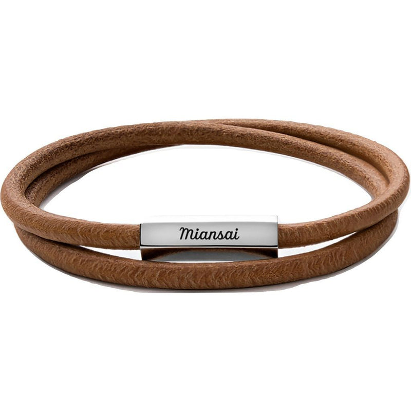 Miansai Bare Wrap Cane Leather Bracelet | Stainless Steel 101-0187
