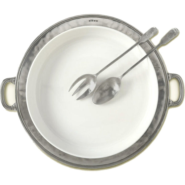 Match Convivio Round Serving/Casserole Platter with Handles | White