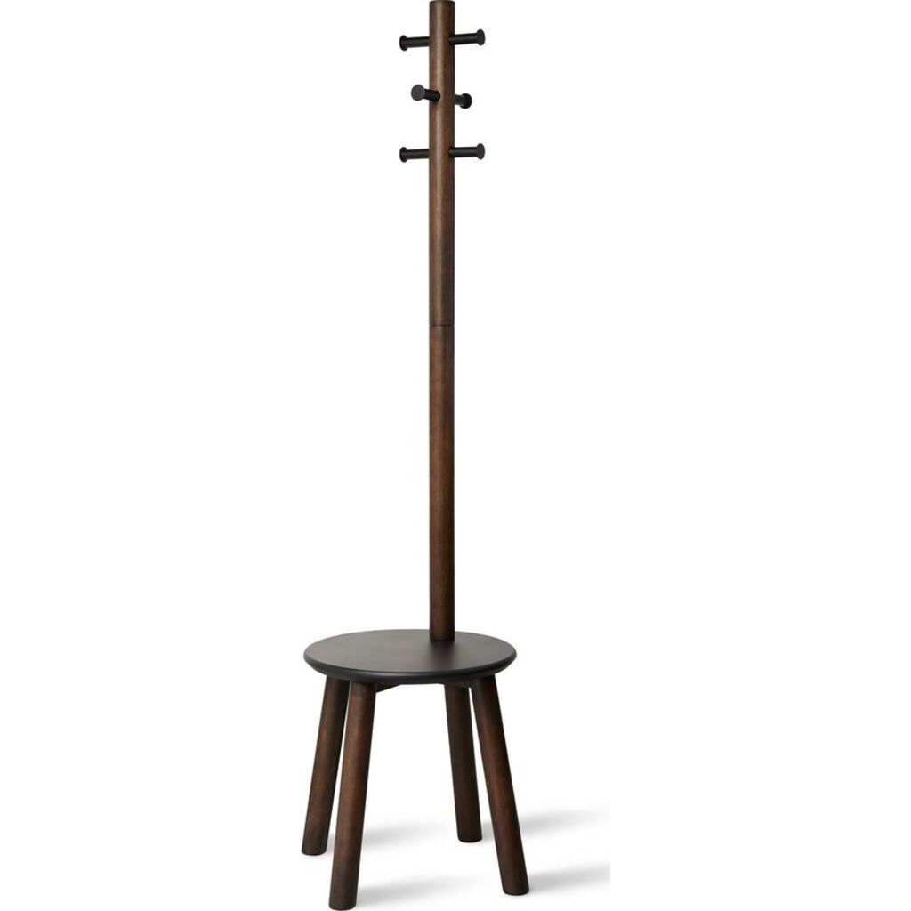 Umbra Pillar Stool W/ Built-In Coat Rack | Black/Walnut – Sportique