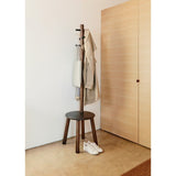 Umbra Pillar Stool W/ Built-In Coat Rack | Black/Walnut