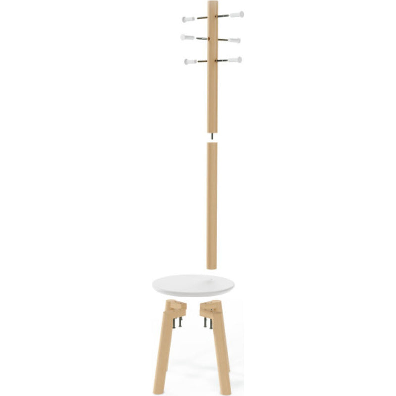 Umbra Pillar Stool & Coatrack | White/Natural