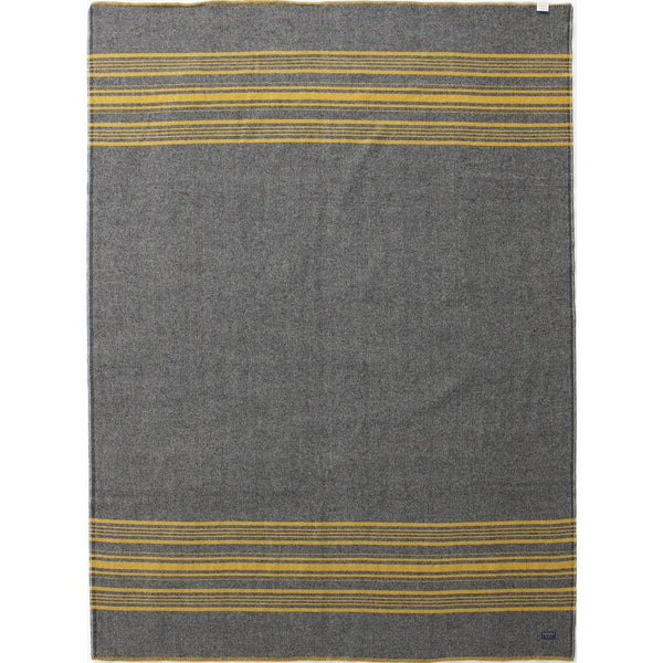 Faribault Weekender Stripe Wool Throw | Charcoal/Gold 10215 50" x 72"
