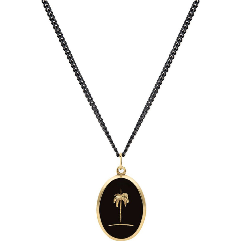 Miansai Palm Tree Pendant Necklace | Polished Gold Vermeil/Enamel Black