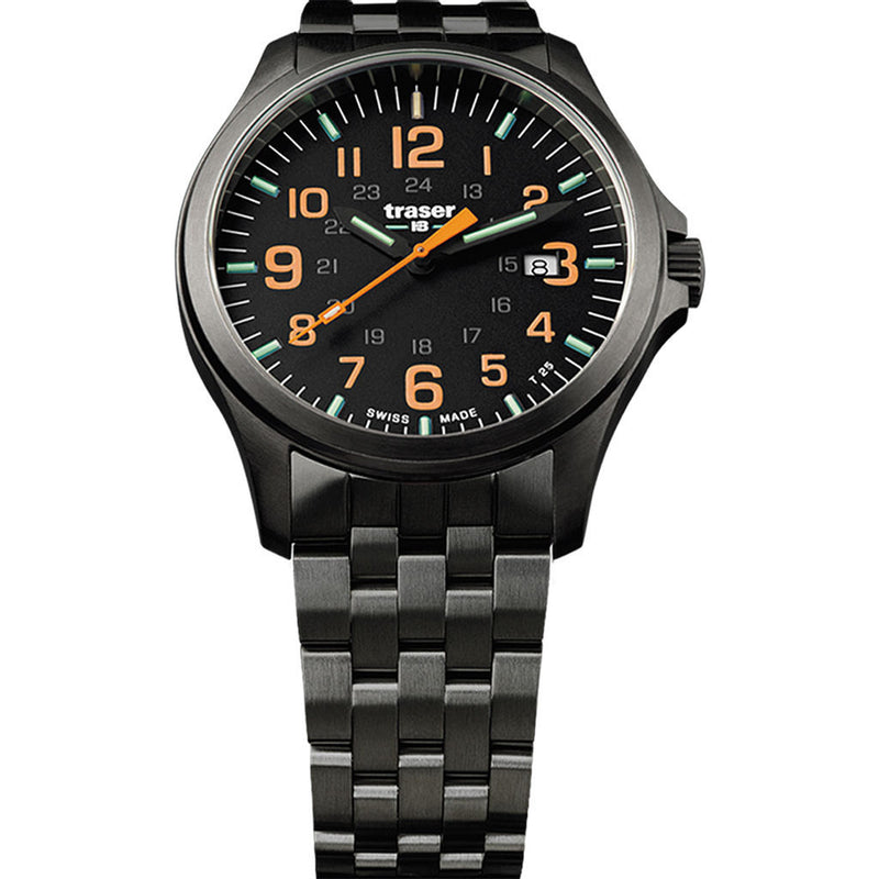 traser H3 Black/Orange P67 Officer Pro Gunmetal Watch | Gunmetal Strap 107870