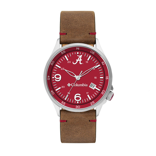 Columbia Collegiate Canyon Ridge Alabama Crimson Tide Men's Analog Watch | Saddles Color Leather Strap
