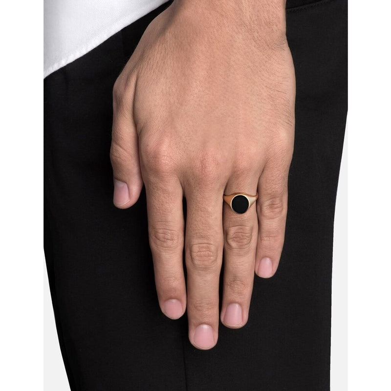 Miansai Mens Heritage Ring With Enamel, Gold Vermeil | Black
