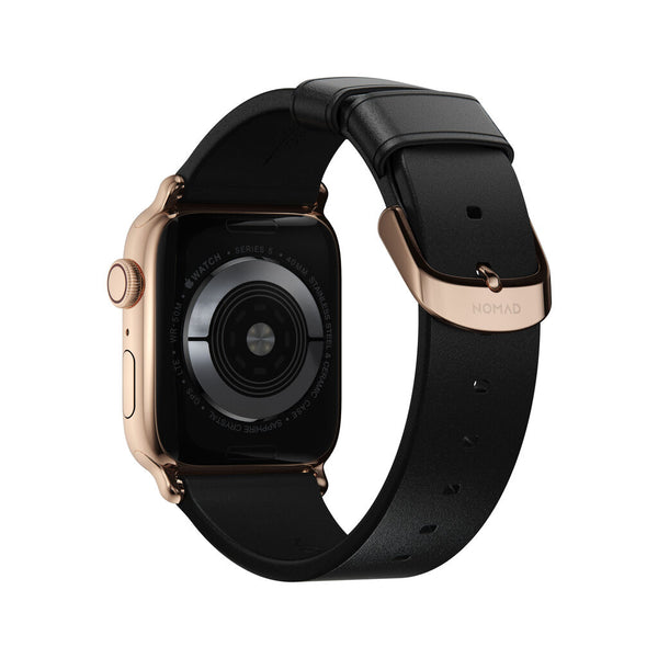 Nomad Modern Slim Watch Strap 40mm / 38mm | Black/Gold Hardware