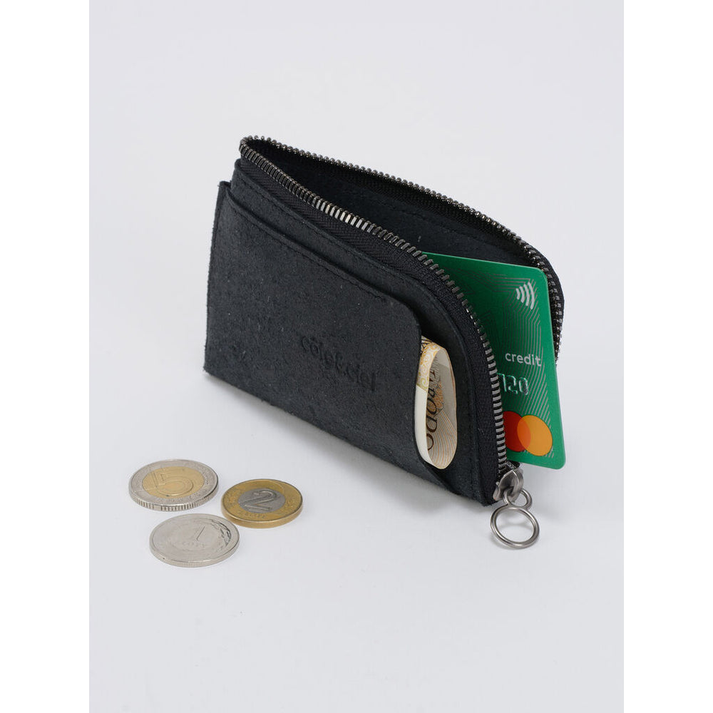 Cote & Ciel Zippered Wallet | Recycled Leather/Black – Sportique