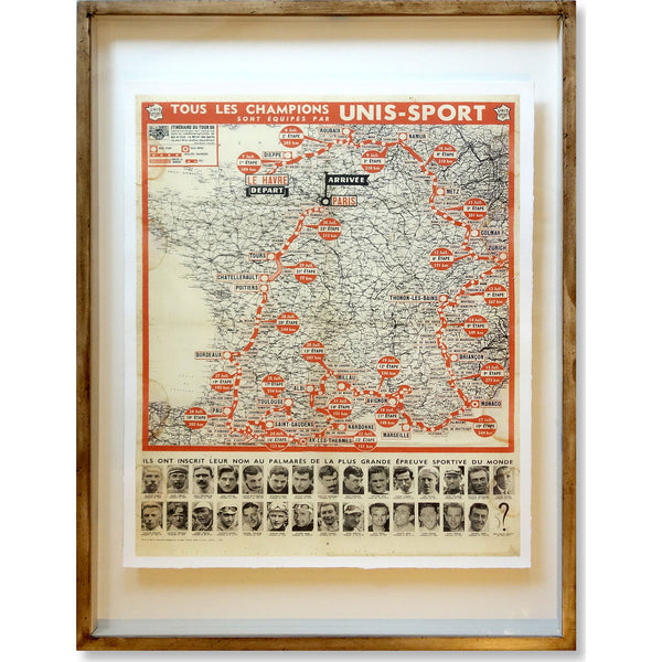Resource Decor Tour De France 1955 Print | Distressed Wood