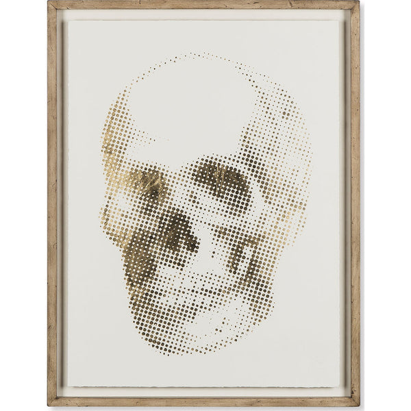 Resource Decor Gold Skeleton Skull Print | Distressed Wood