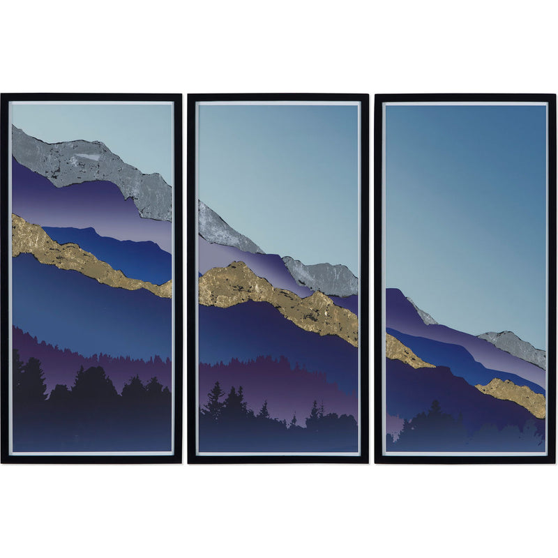 Resource Decor Gold & Silver Leaf Mountain Triptych | Gold/Silver