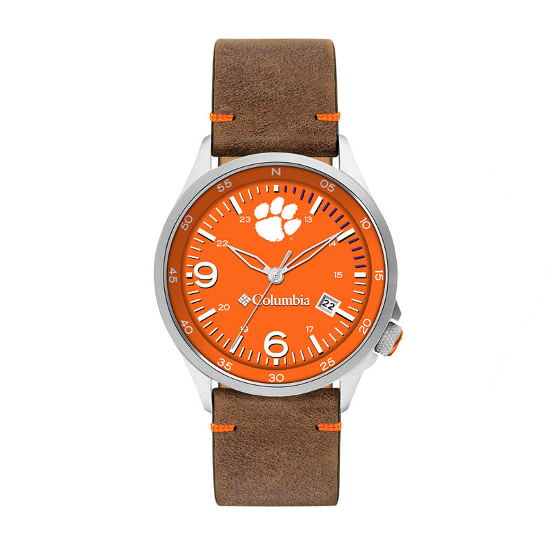 Columbia Collegiate Canyon Ridge Clemson Tigers Men's Analog Watch | Saddle Color Leather Strap