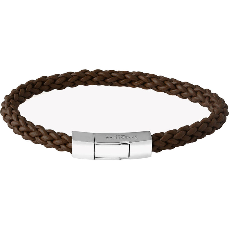 Tateossian Click Trenza Bracelet | Brown/Silver