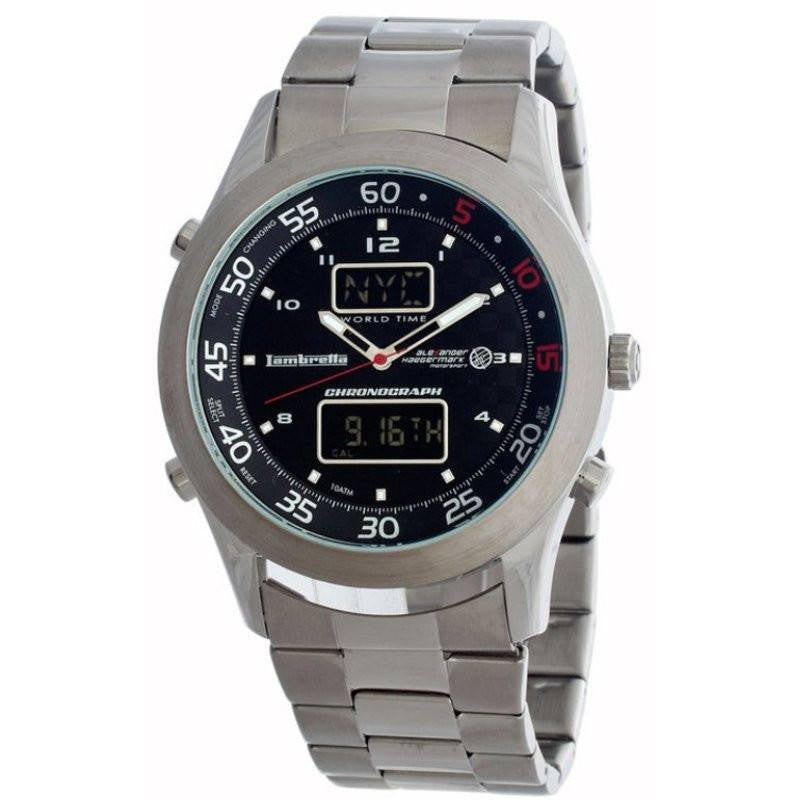 Lambretta De Luxe World Watch Silver Black 2077BLA – Sportique