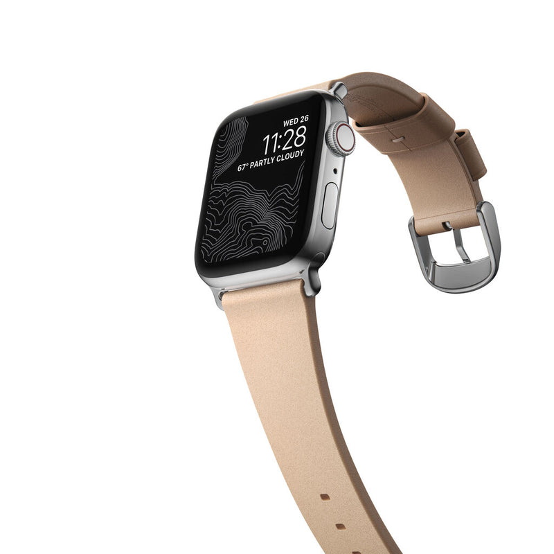 Nomad Modern Apple Slim Strap 40mm / 38mm | Natural/Silver Hardware
