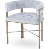 Resource Decor Art Dining Chair Tufted | White Leather/Mirrored Brass