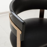 Resource Decor Art Dining Chair | Black Leather/Mirrored Brass