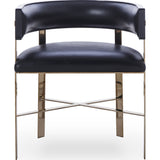 Resource Decor Art Dining Chair | Black Leather/Mirrored Brass