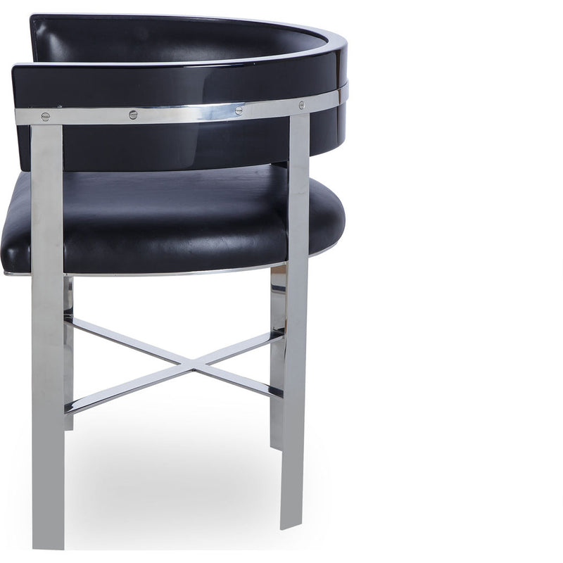 Resource Decor Art Dining Chair | Black Leather/Stainless Steel