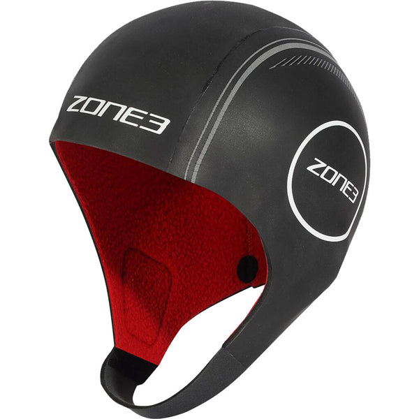 Zone3 Heat-Tech Neoprene Swim Cap | Black/Silver/Red