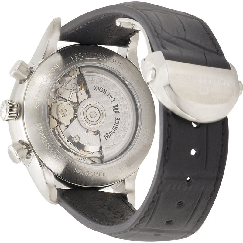 Maurice Lacroix Men's Les Classiques Chronograph Automatic Watch | Black/Gold Leather