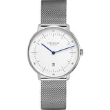 Sternglas Naos Xs Quartz Watch Metal Strap | White Silver/Milanaise Silver