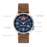 Columbia Collegiate Canyon Ridge Aubrun Tigers Men's Analog Watch | Saddle Color Leather Strap
