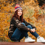 Upstate Of Mind Winter Pom Beanie | Tan/Red/Blue