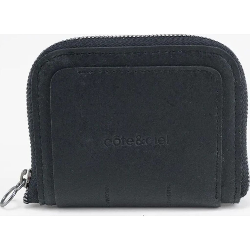 Cote & Ciel Recycled Leather Zippered Wallet | Medium | Black