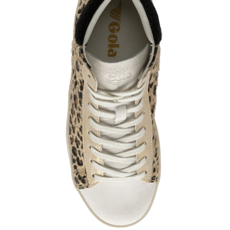 Gola Women's Nova High Oasis Sneakers | Off White/Leopard