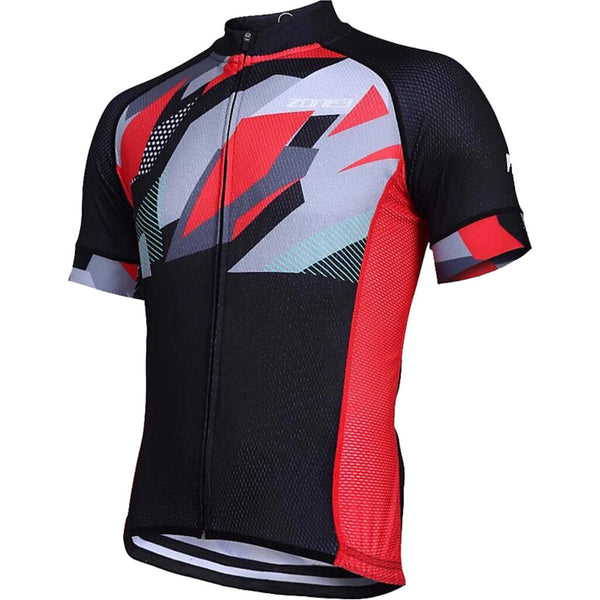 Zone3 Men's Coolmax Cycle Jersey | Black/Red/Grey/White