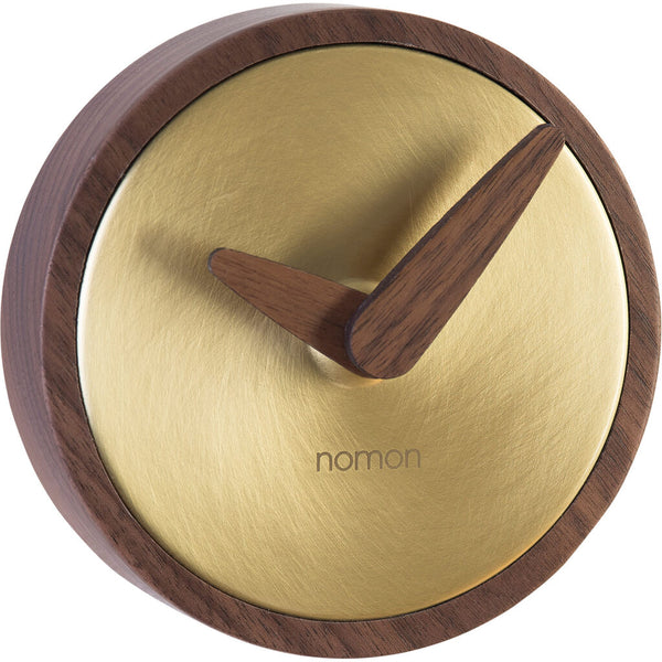 Nomon Atomo Wall G Clock | Gold Brass with Walnut Hands