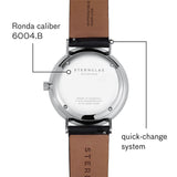 Sternglas IVO Quartz Watch Leather Strap | White-Black Silver/Premium Black