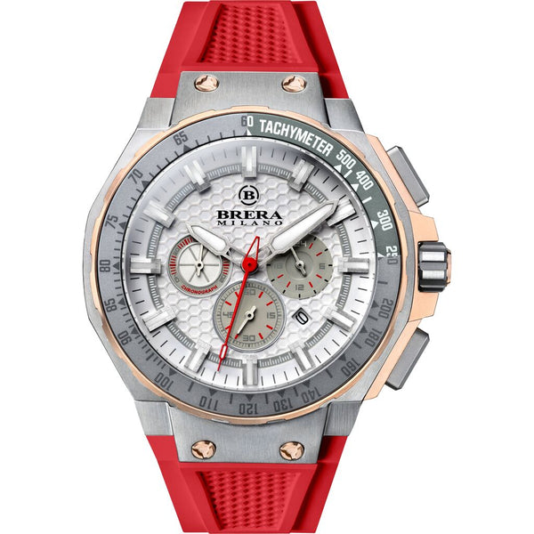 Brera Milano Granturismo Gt2 Chronograph Quartz Watch | Stainless Steel/Red Strap