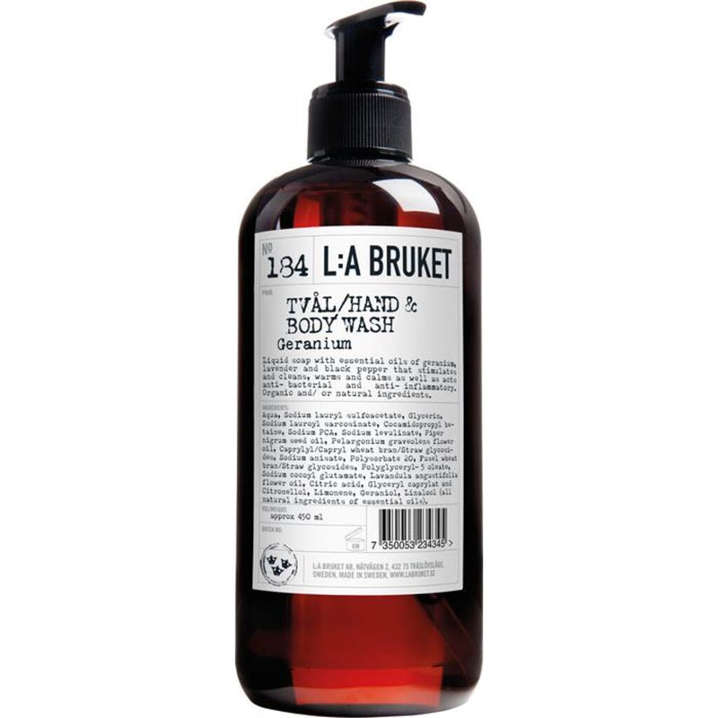 L:A Bruket No 184 Hand & Body Wash | Geranium 